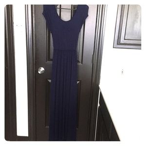 Navy open back maxi dress